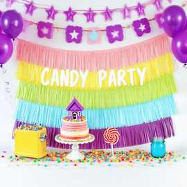 亚马逊环保纸质流苏拉花横幅复活节派对流苏装饰拉旗布置用品跨境