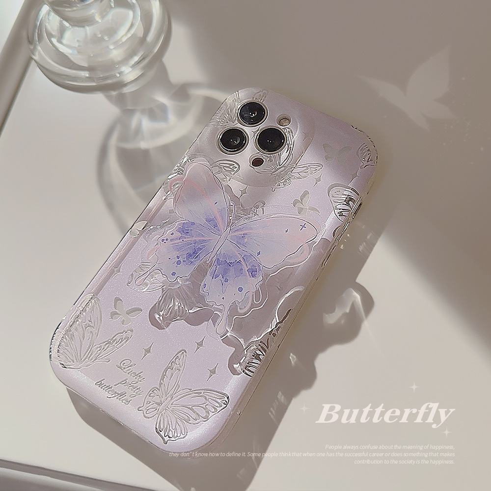 Acuarela mariposa 15 para iphone13 funda para teléfono móvil de Apple 16 transparente 11 soporte de airbag 14promax suave