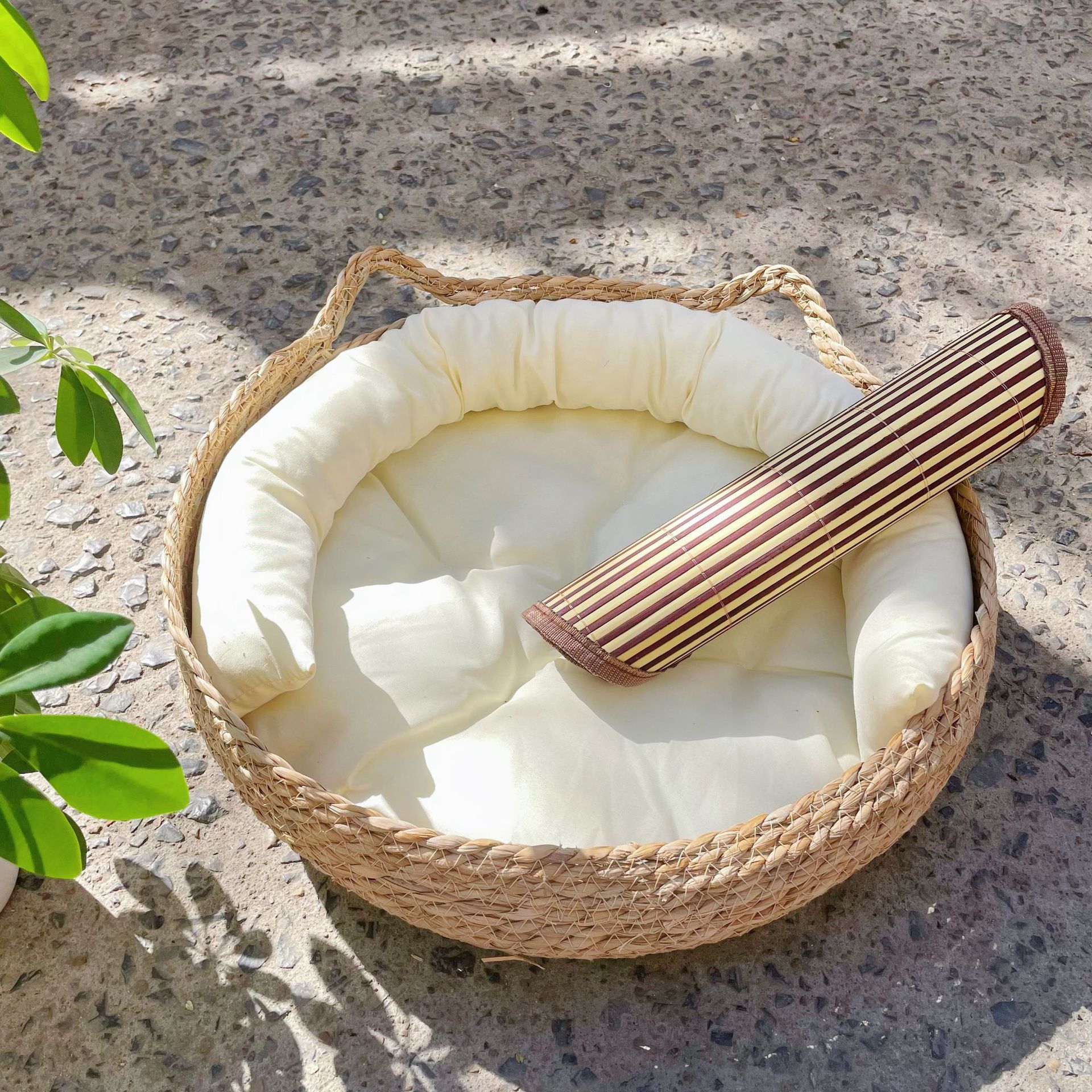 고양이 귀 둥지 + 흰색 패드 + 베개 + 여름 매트