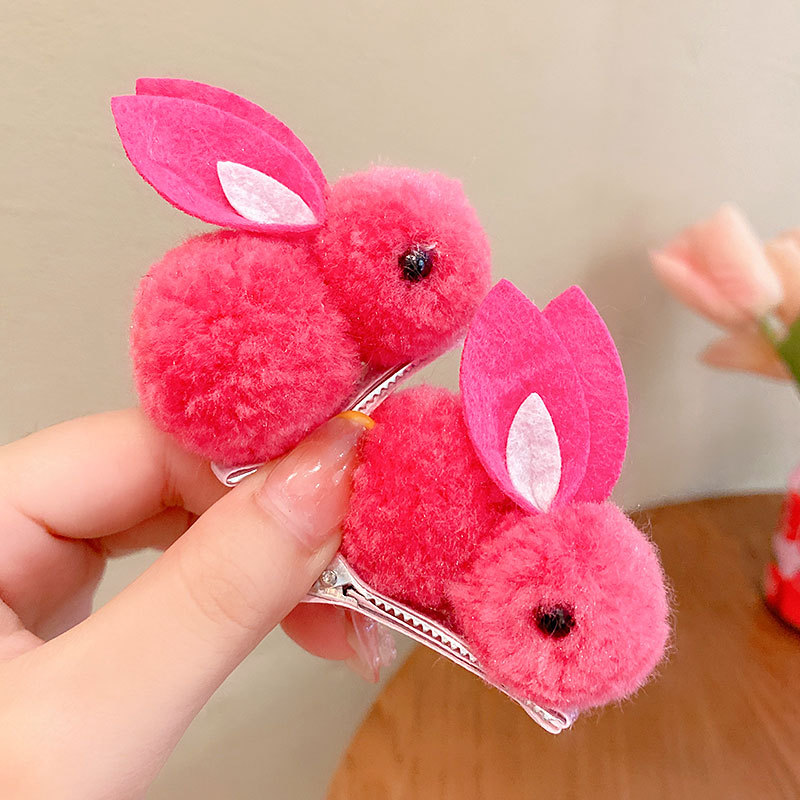 Horquilla para niños Niñas lindo conejo tridimensional súper lindo horquilla de felpa las niñas no lastiman el cabello Otoño e Invierno flequillos clip accesorios para el cabello