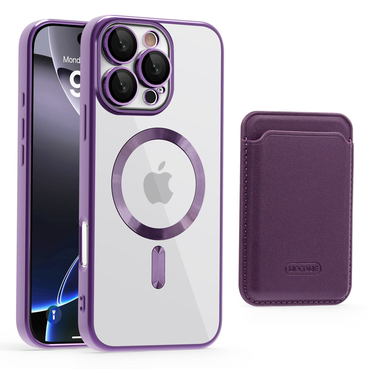 Gold Shield CD Magnetic Case + Card Bag para iPhone16 Apple 15PM Case a prueba de caídas transfronterizas