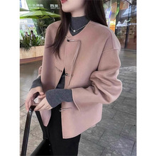 2025春秋新款新中式国风盘扣毛呢外套女宽松显瘦百搭洋气短款上衣