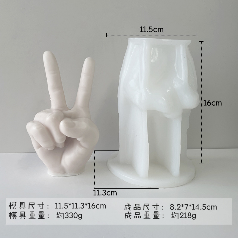 Dedo vela de silicona molde DIY dedo medio Bier gesto aromaterapia yeso decoración candelabro herramienta abrasiva