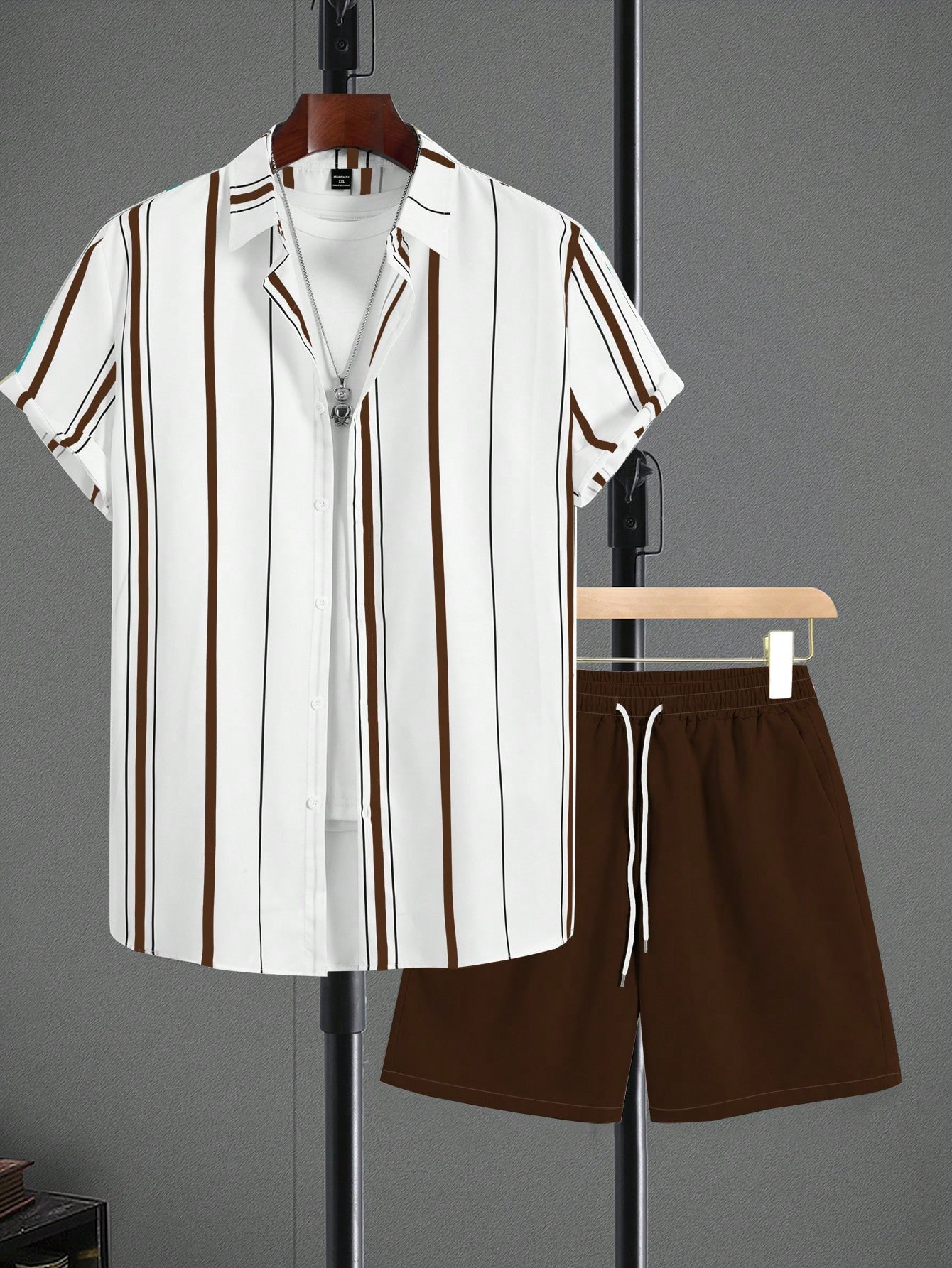 Herren Freizeithemd Und Shorts Set Im Hawaiian Look Sommer Outfit_voghion.com