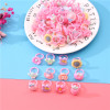 Cute fuchsia ring, children's cartoon resin for friend, Korean style, Birthday gift, wholesale