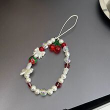 手工串珠手机链ins韩式小众可爱樱桃短款手机壳ccd相机挂绳挂件