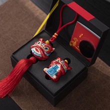 醒狮摆件国潮舞狮文创交趾陶陶瓷工艺品客厅装饰品车载狮来运转