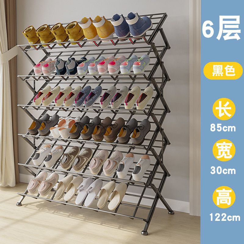 Estante de zapatos plegable sin instalación sala de estar de alquiler puerta de piso de almacenamiento de zapatos estante de almacenamiento plegable moderno simple