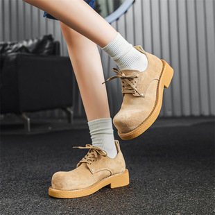Derby shoes men's 2024 spring and autumn new big shoes thick bottom increased low rhubarb boots fashion shoes 13311-J