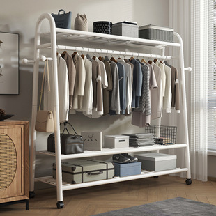 Clothes Rack Floor-Standing Bedroom Household Clothes Drying Rack Indoor Mobile Simple Coat Rack Balcony Rod-Type Clothes Rack