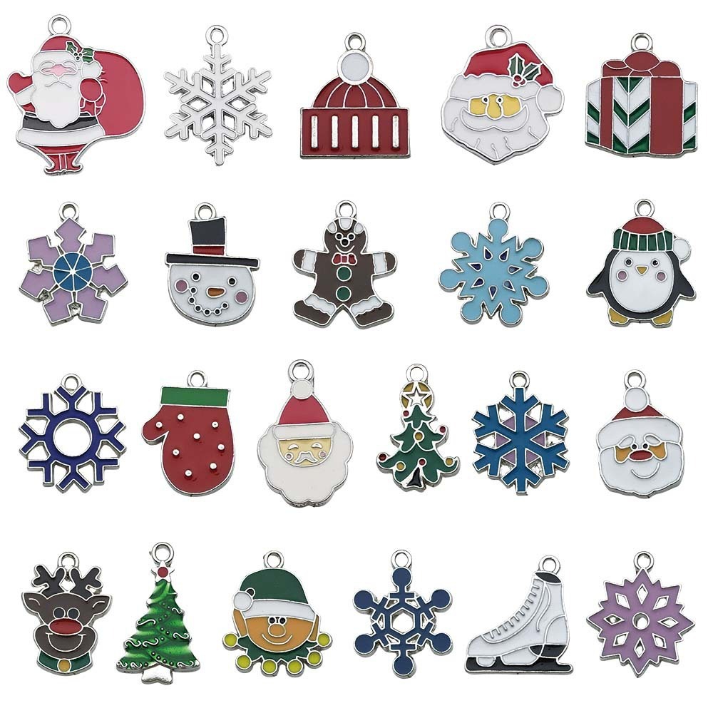 クリスマス油合金diyアクセサリーアクセサリーサンタクロース雪だるま鈴ヘラジカの鎖を100個混ぜた