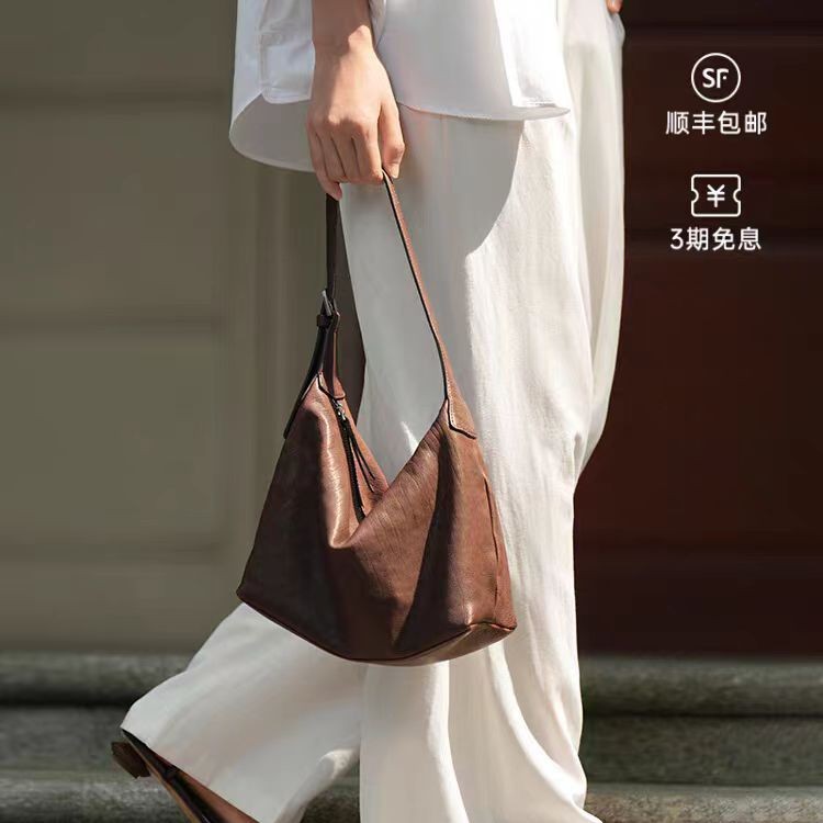 Qiu zhenzhi neumáticos bronceados, piel de vaca, tamaño pequeño, axila clásica bolsa de hobo, piel casual, hombro único, bolsa de cercanías, albóndigas, mujer