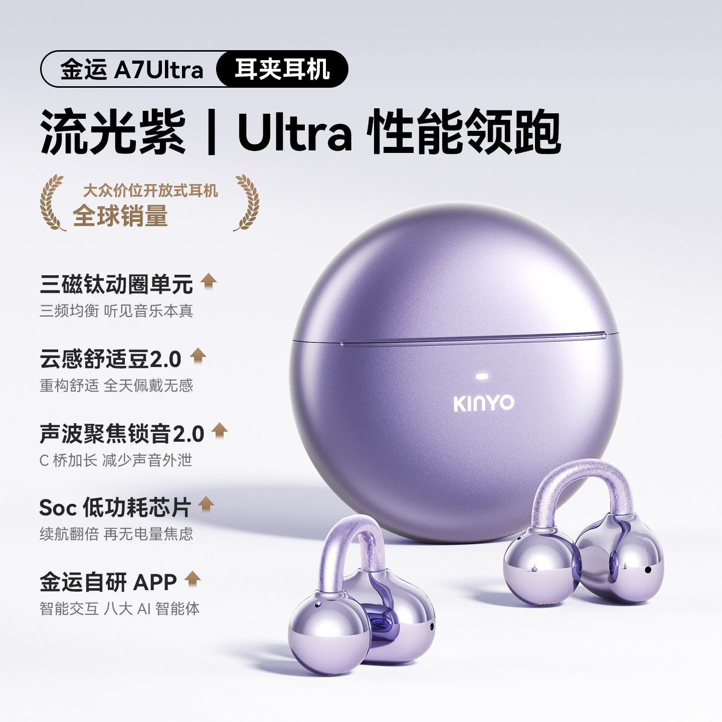 〖A7 Ultra·Streamer Purple〗Cloud-like Comfort Bean 2.0丨คุณภาพเสียงระดับพรีเมียมระดับพันหยวน