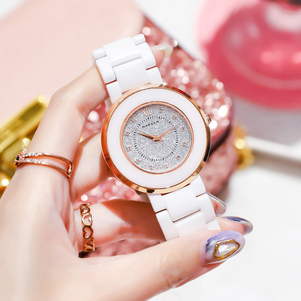 NAKZEN1017 famosa ciudad antigua nueva correa de cerámica diamante estrella flash personalidad dial simple regalo del Día San Valentín