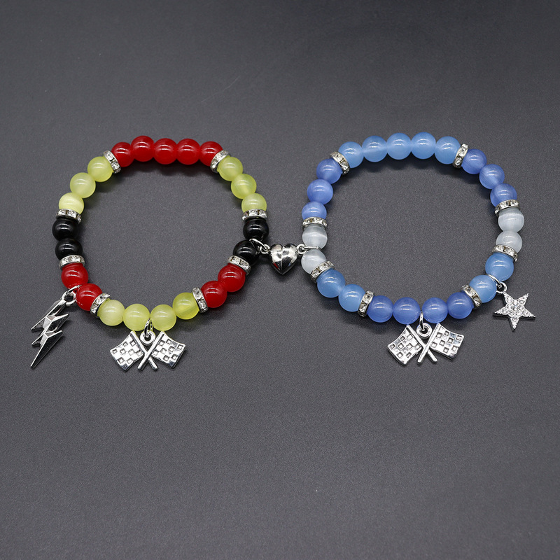 European and American Cross-border Beaded Magnetic Elastic Bracelet Batman Stitch Racing Cartoon IP Love Couple Bracelet