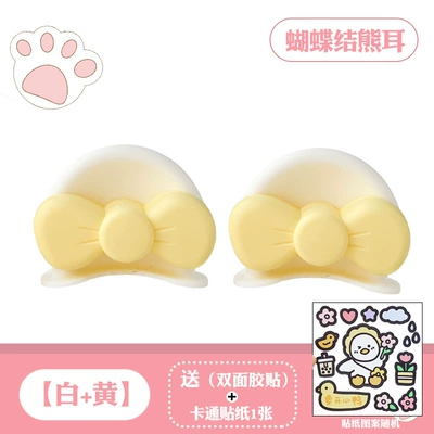 Motosiklet dəbilqələri – Ears Accessories Scooter Stereo - bear-ears-bow-white-yellow-comes-with-4-pieces-of-base-glue-cartoon-stickers