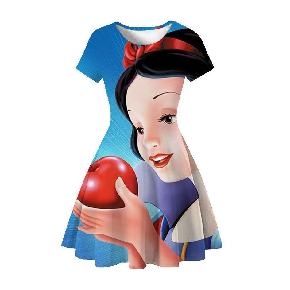 现货迪士 白雪公主童装童裙3D印花 裙子公主裙派对儿童女孩连衣裙
