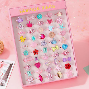 Wholesale Korean Cartoon 50 Pieces of Resin Rings, Acrylic Kidsren's Toys, Plastic Rings, Small Gifts for Girls