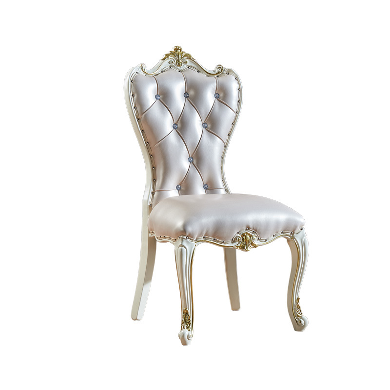 简约欧式餐椅实木椅软包餐厅家用白色酒店布艺靠背公主椅子