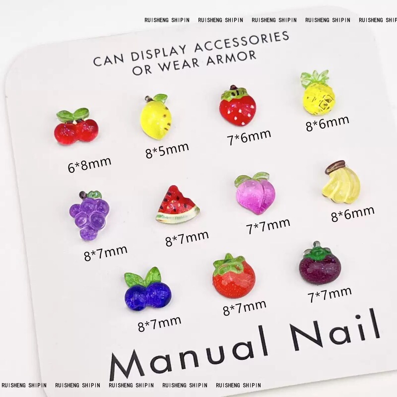 3D Simulation Super Mini Cherry Cherry Strawberry Watermelon Grape Pear Resin Pearlescent Nail Jewelry Nail Decoration