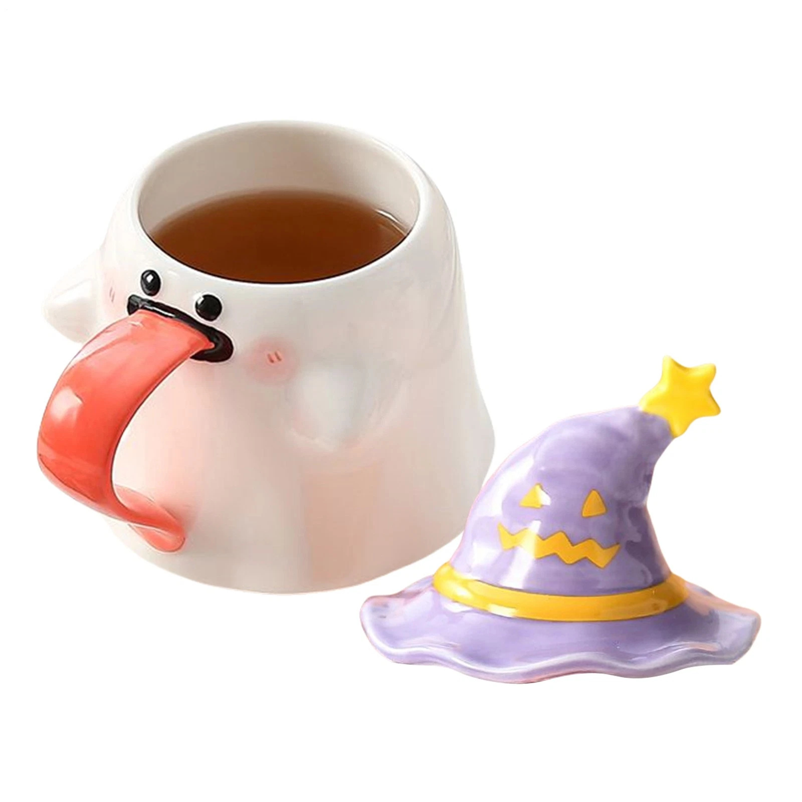 Halloween extraña nariz larga taza de cerámica con sombrero decoración festiva de taza de cerámica Qin Sheng cubiertos de cerámica diarios