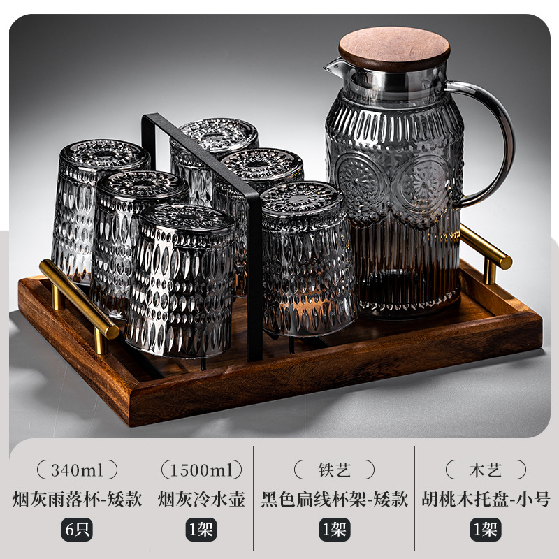 Taza de agua de vidrio en relieve con un conjunto de alta calidad de té para beber jugo de cerveza tazas de café