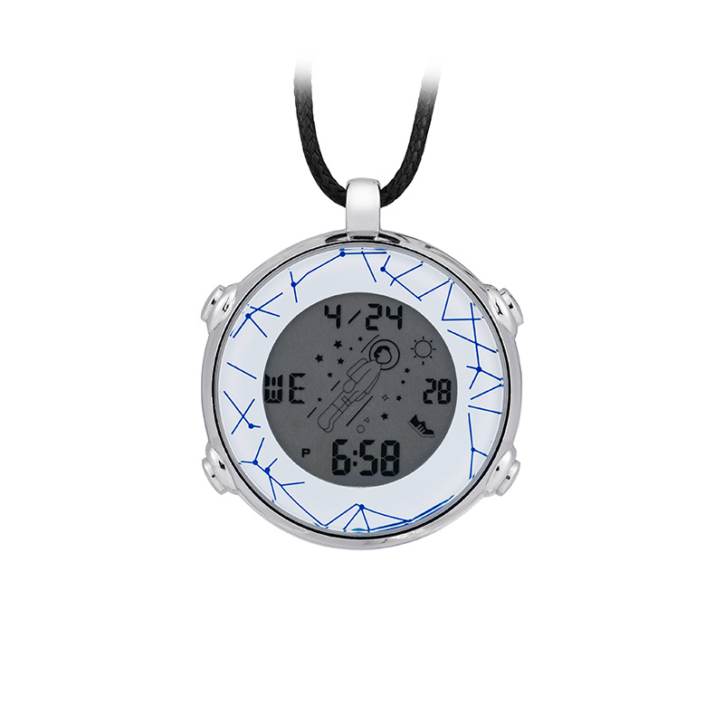 Simple reloj electrónico en stock al por mayor fluorescente noche pantalla colgante reloj patrón de dibujos animados accesorios de ropa reloj de bolsillo electrónico