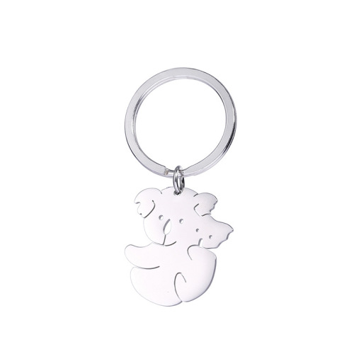 Manufacturer Direct Sale Cut Stainless Steel Color Polished Koala Pendant Titanium Steel Exquisite Polished Keychain Pendant