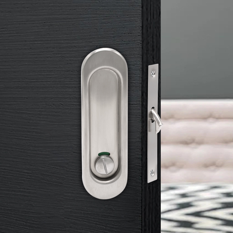 304 acero inoxidable redondo oscuro mango puerta corredera cerradura gancho cerradura de puerta corredera de balcón de cocina cerradura de puerta corredera incrustada