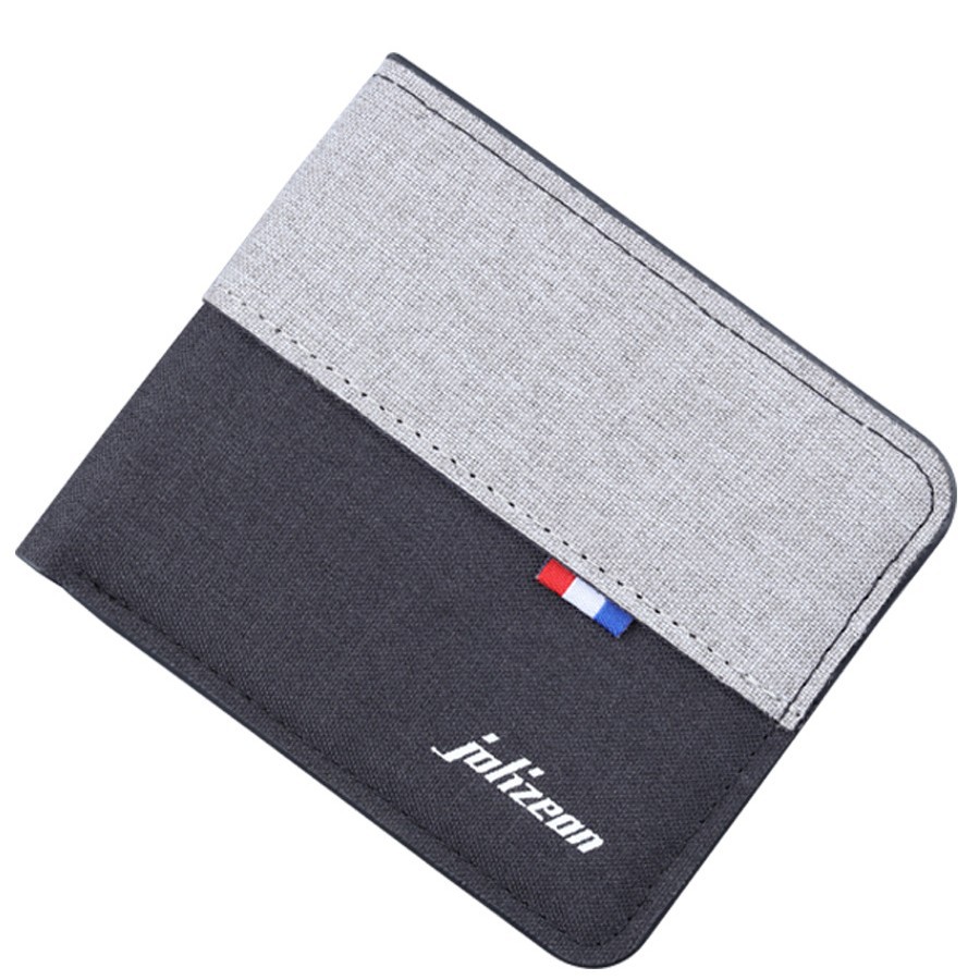 Cartera de lona plegable bolsa de denim para hombre billetera de hombre contraste de color clip corto billetera de hombre fábrica al por mayor