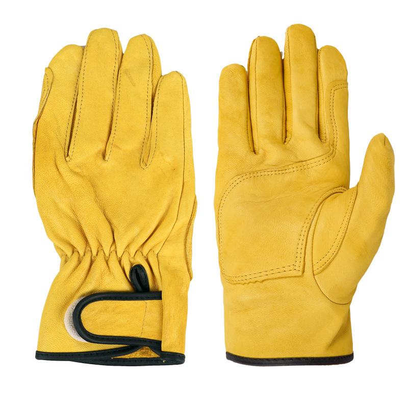 Guantes de protección laboral de hoja fuerte piel de cerdo resistente al desgaste guantes de sitio de construcción anti-lazo transpirable guantes de cuero protectores de equitación fábrica al por mayor
