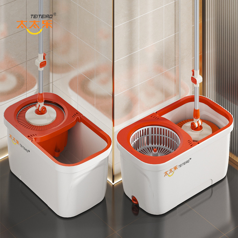 New Rotating Mop for Lazy People, One-Mop Clean, Hand-Wash-Free, Wet and Dry Dual-Drive Mopping Mop Bucket