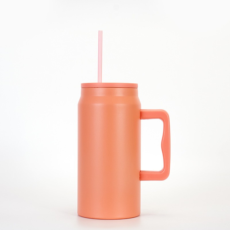 Transfronterizo simple 304 taza de aislamiento de acero inoxidable 50oz taza de hielo de gran capacidad taza de agua de paja portátil al aire libre