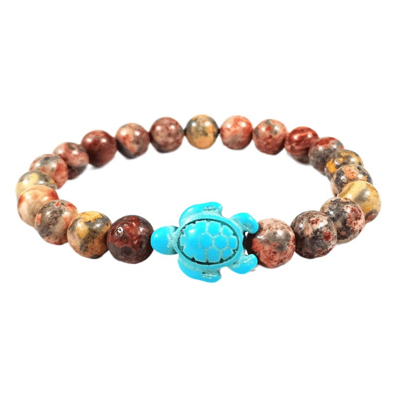 Amazon transfronteriza Venta caliente natural negro esmerilado verde Pavo Real pulsera moda hombres y mujeres tortuga pulsera elástica al por mayor