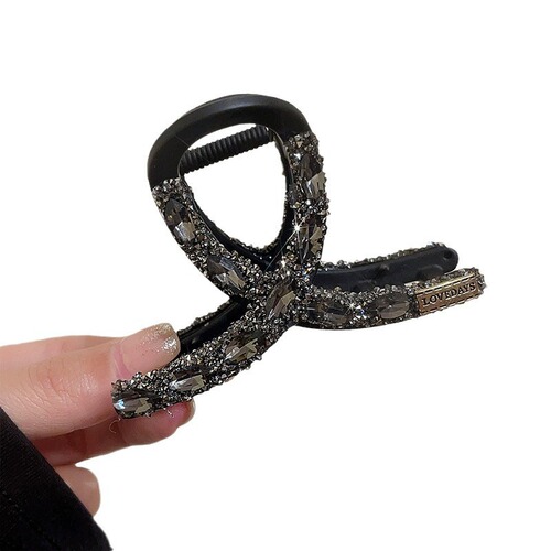 Low hair volume? Try this! High-end water diamond claw clip hair shark clip hair accessory, elegant half-up hairpin for girls.