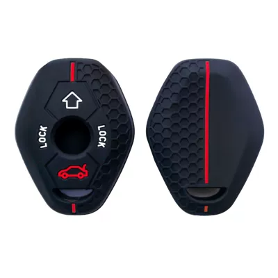 Suitable for Bmw X3X5X Series Honeycomb Pattern Silicone Car Key Cover Manufacturer Spot Wholesale Large Quantity Preferential (Static Rod/Key Bag) - black-red-line-a