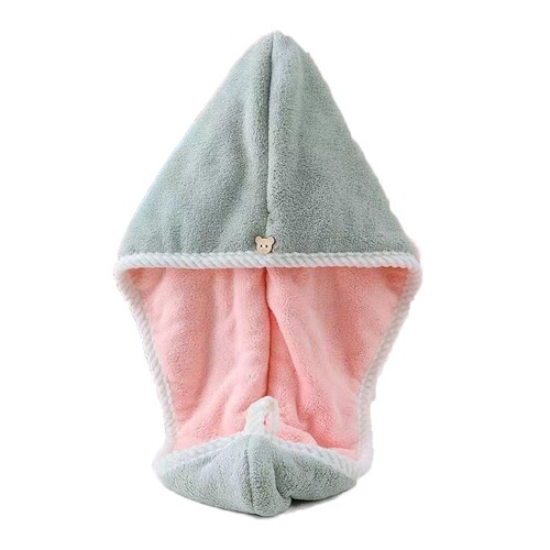 Coral velvet double-layer thickened hair drying cap, cute adult, child and student head towel, super absorbent and quick-drying