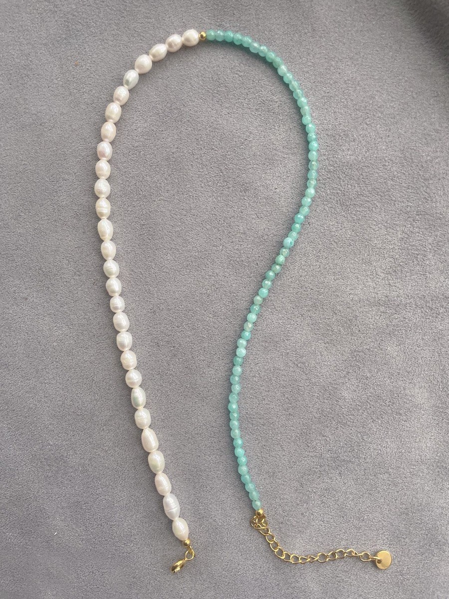 25g Weight Beads Pendant Material Necklace Classification Titanium Steel Chain Material 1 Piece Quantity Holiday, Daily Occasion Beaded, natural stone, Titanium Steel Material Geometric Pattern Women's Gender Beaded Design Simple Style Style Simple Style Geometric Beaded Natural Stone Titanium Steel Necklace In Bulk 26