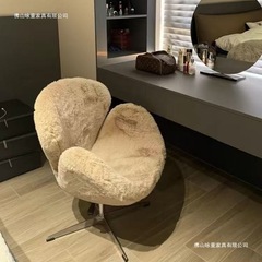 スワンチェアファブリックソリッドカラーソファチェアクリームスタイル快適なリフティング回転化粧椅子レザーアートレジャーチェアドレッシングチェア
