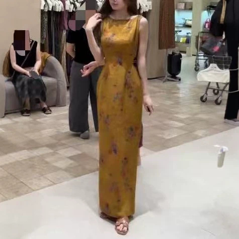 26218 New Da Ai Mei Yi Yuan 2026 Summer New Fashion Printed Sleeveless Dress with Waist-Cinching Long Design for Women