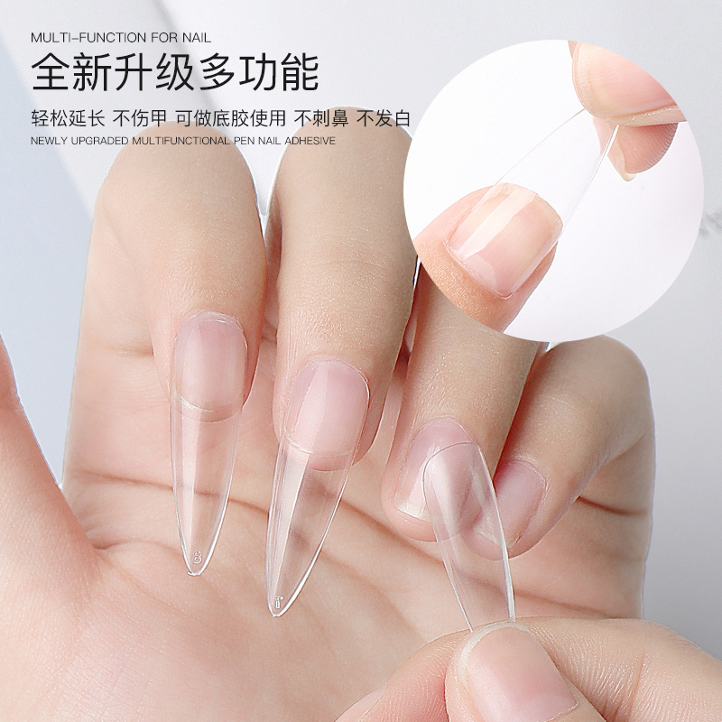 Adhesivo de uñas tipo bolígrafo especial transfronterizo 6 en 1 pegamento de parche de uñas para uñas, pegamento de diamante adhesivo reforzado, no blanquecino