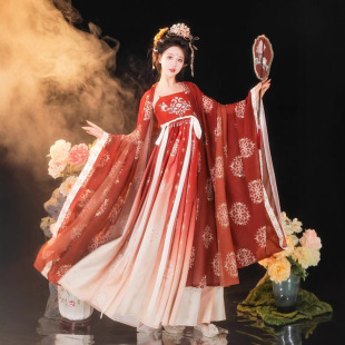 Autumn Last Night Original [Spring Flowers and Autumn Moon] Chebula Skirt Big Sleeve Shirt Tang Style Hanfu Women's Embroidery Restoration Super Fairy Spring and Summer
