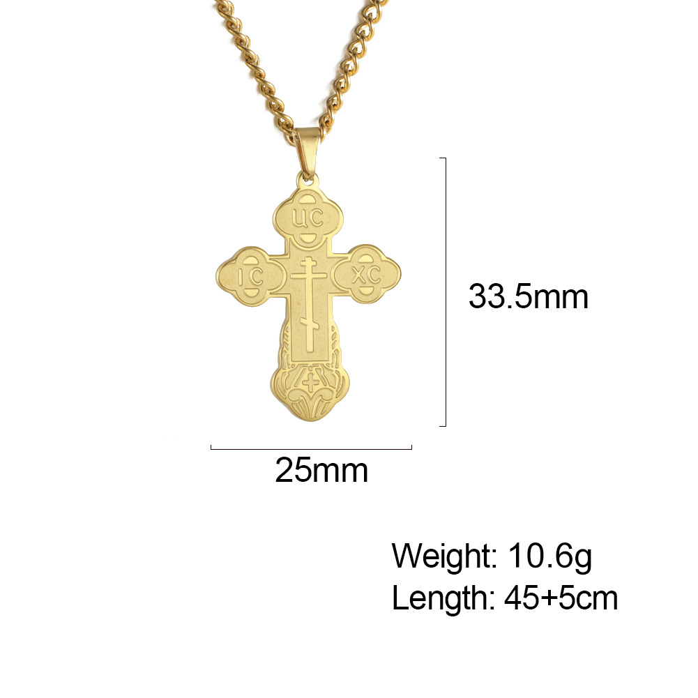 Ins style 304 stainless steel cross men's necklace titanium steel pendant jewelry pendant_voghion.com