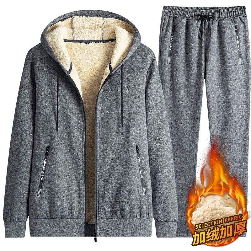 Trajes deportivos de invierno transfronterizos para hombres con camisa de cachemira gruesa, camisa de cachemira, chaqueta de camisa de cachemira, ropa deportiva de otoño casual para hombres