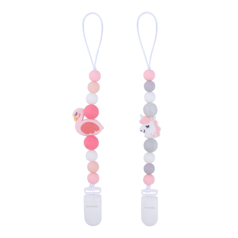 Bebé suministros de dibujos animados animal serie dos conjuntos Bebé dibujos animados unicornio mordedor pezón cadena anti-caída