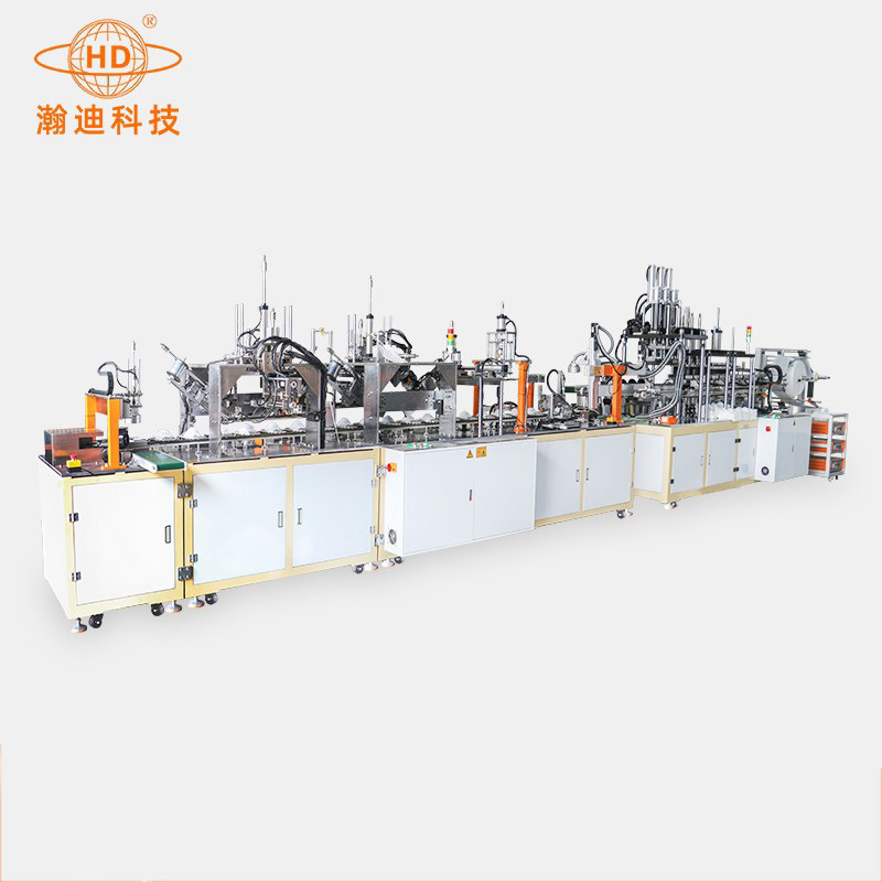 瀚迪全自动杯型口罩耳带打钉一体机可定型三个口罩设备稳定效率高
