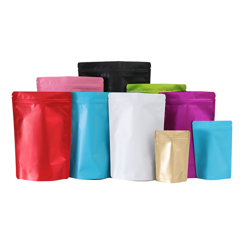 Bolsa autosellante de color esmerilado sin ventana, envasado de alimentos, granos de café, sellado de té, papel de aluminio, bolsa engrosada con aluminio