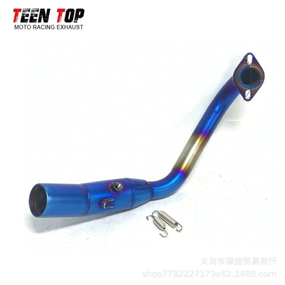 Modification Xmax300 Scorpio Carbon Fiber – Exhaust manifold - stainless-steel-half-blue-front-section-with-catalyst-sensor