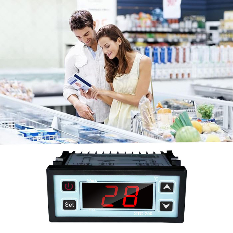 Stc-200 Cold Storage Electric Control Box Thermostat Refrigeration Heating Alarm Seafood Chiller Thermostat with Probe