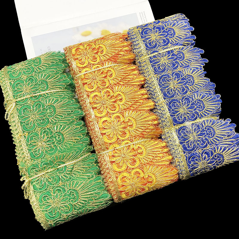 现货供应刺绣花边 二合一皇冠民族风提花带现货批发lace23个颜色